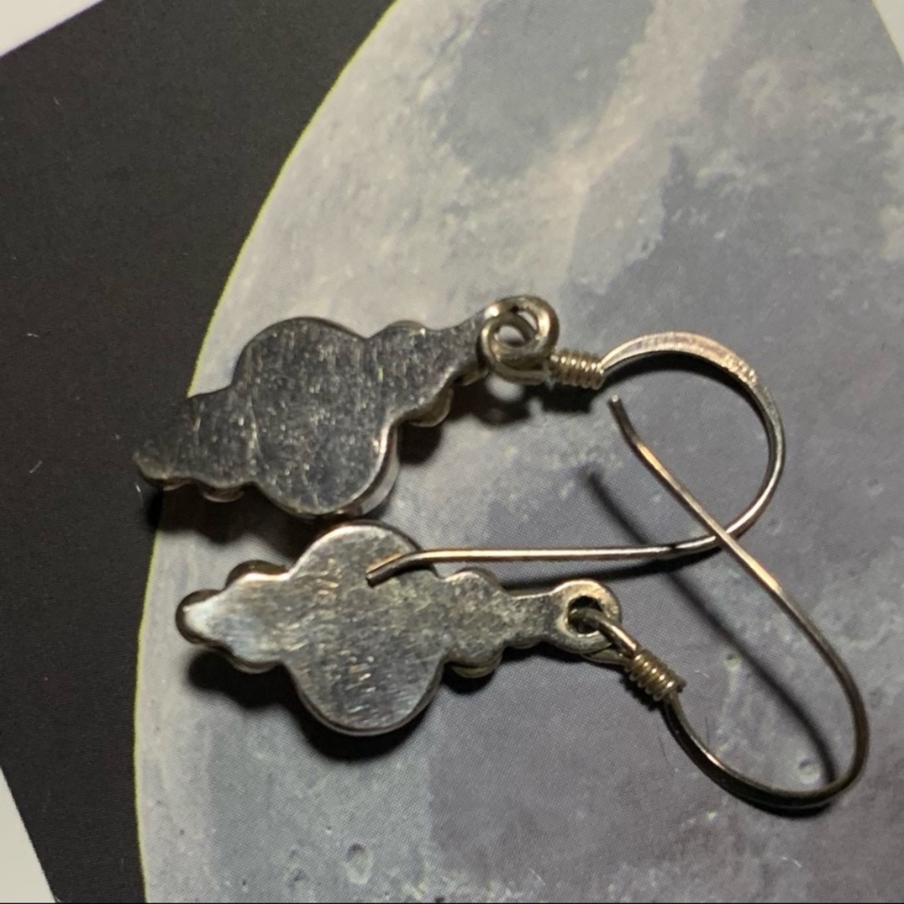Vintage rodochrosite gemstone sterling earrings - Picture 9 of 10